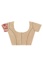 Morchari Pure Cotton Dhakai Jamdani Handloom Saree-Beige | Grocsy