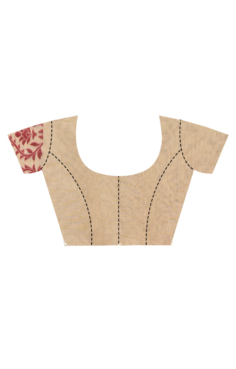 Morchari Pure Cotton Dhakai Jamdani Handloom Saree-Beige | Grocsy
