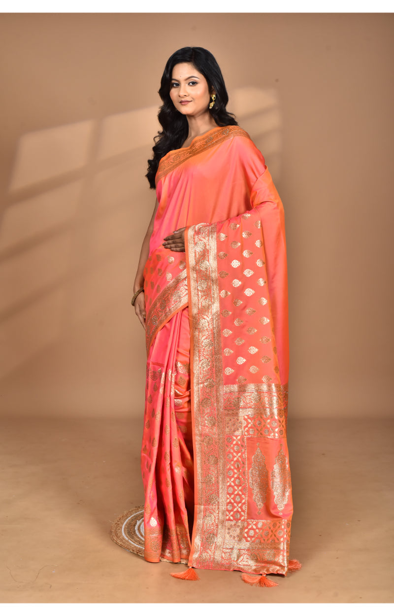 Morchari Heavy Kolhapuri Stone Work Saree-Peach | Grocsy