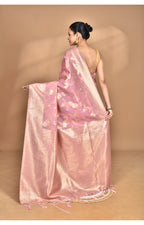 Morchari Banarasi Silk Chanderi Saree-Pink | Grocsy