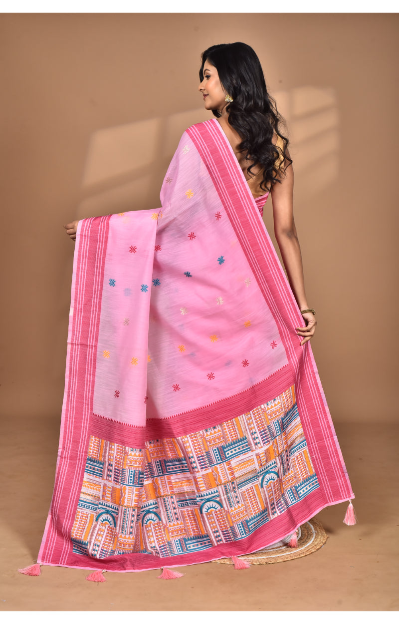 Morchari Women Desgin Chanderi Silk Saree-Pink | Grocsy