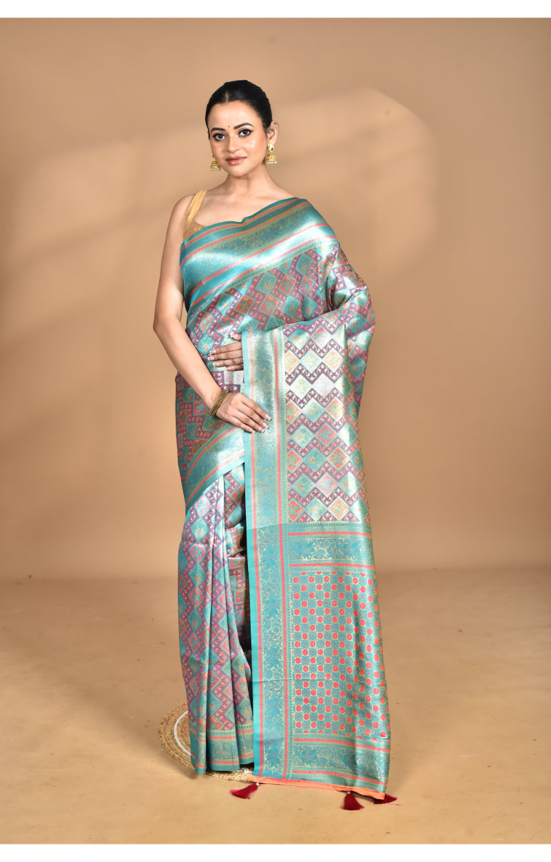 Morchari Rajputana Kanjiviram Silk Saree-Pink | Grocsy