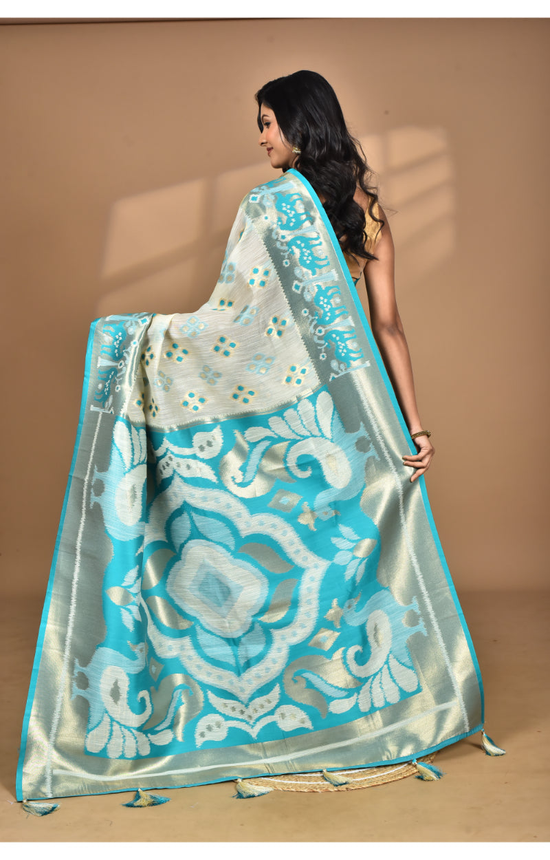 Morchari Women Desgin Two Dai Linen Saree-Multi | Grocsy