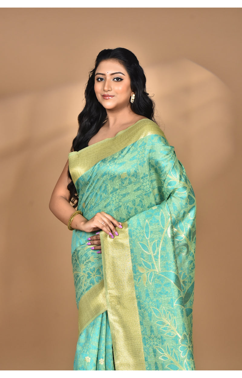 Morchari Jari Sami Silk Saree-Green | Grocsy