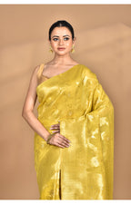Morchari Banarasi Silk Chanderi Saree-Yellow | Grocsy