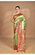 Morchari Women Desgin Banarasi Silk Saree-Green | Grocsy