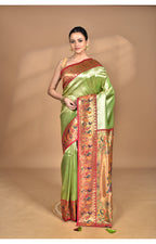Morchari Women Desgin Banarasi Silk Saree-Green | Grocsy