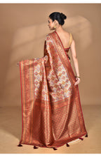 Morchari Rajputana Kanjiviram Silk Saree-Maroon | Grocsy