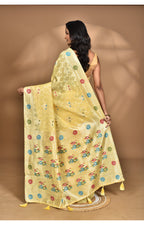 Morchari Women Desgin Chanderi Silk Saree-Yellow | Grocsy