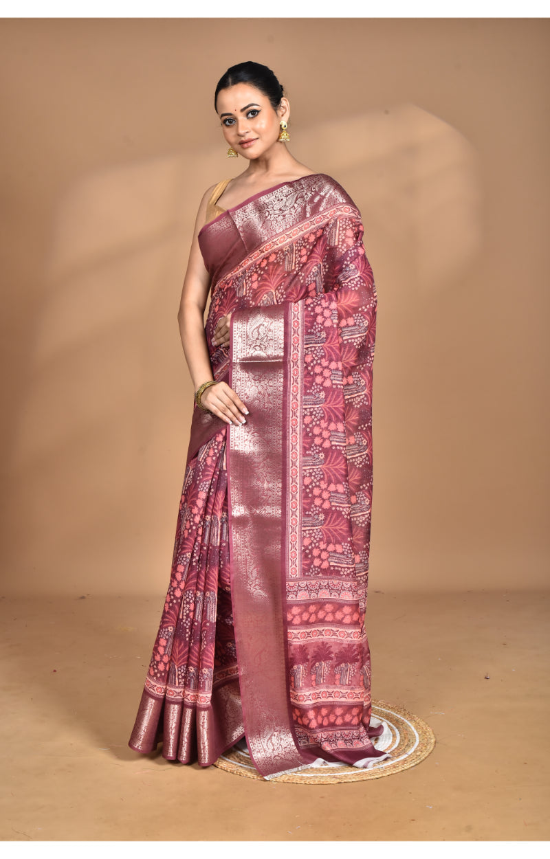 Morchari Chanderi Digital Print Saree-Multi | Grocsy