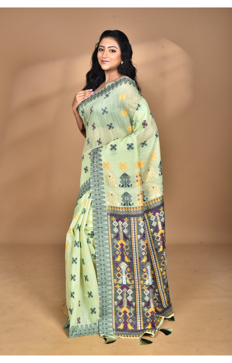 Morchari Women Desgin Chanderi Silk Saree-Green | Grocsy