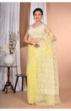 Morchari Heavy Jamdani Saree-Yellow | Grocsy