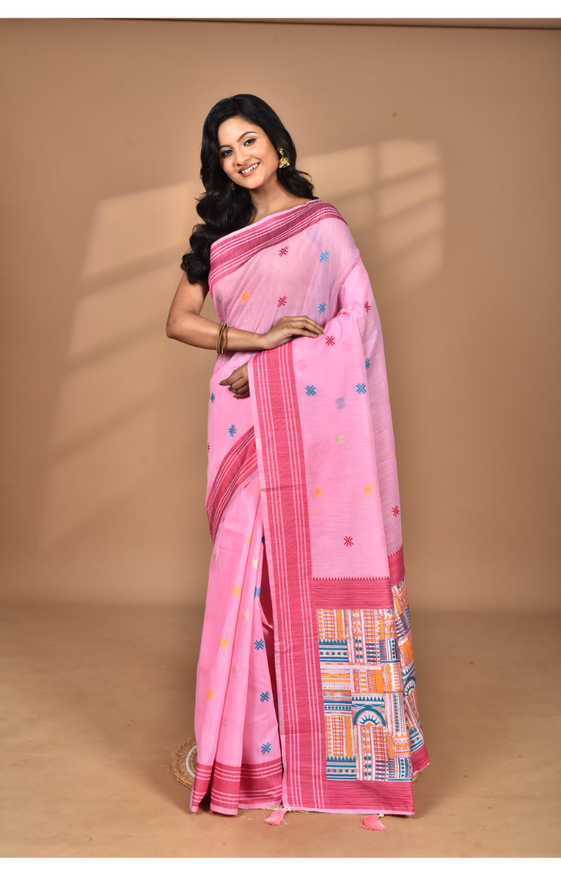 Morchari Women Desgin Chanderi Silk Saree-Pink | Grocsy