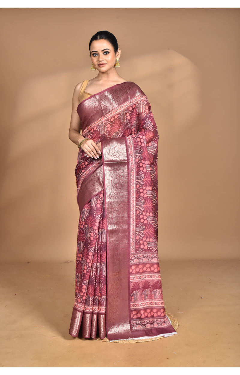 Morchari Chanderi Digital Print Saree-Multi | Grocsy