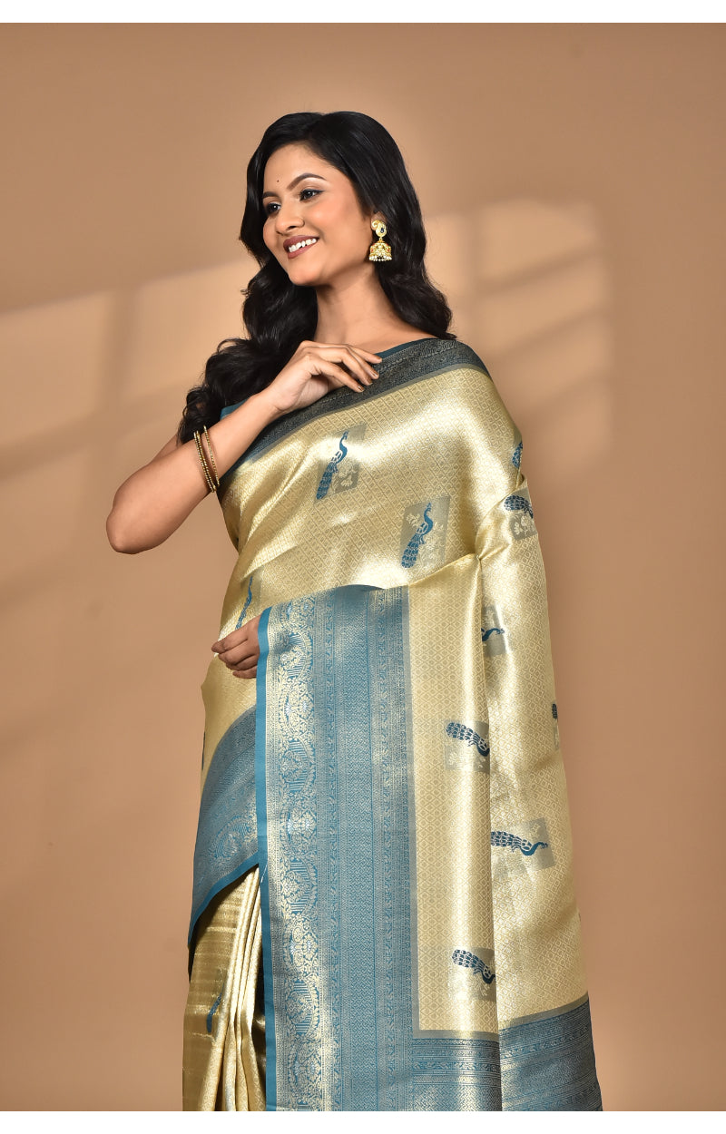 Morchari Women Desgin Banarasi Silk Saree-Beige | Grocsy