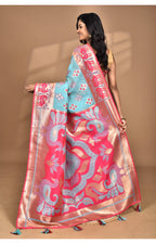 Morchari Women Desgin Two Dai Linen Saree-Multi | Grocsy