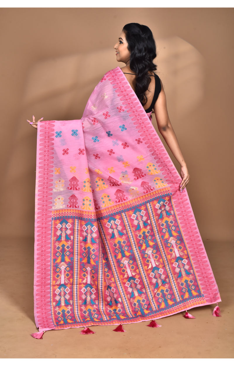 Morchari Women Desgin Chanderi Silk Saree-Pink | Grocsy