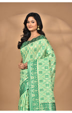 Morchari Women Desgin Kashmiri Silk Linen Saree-Green | Grocsy