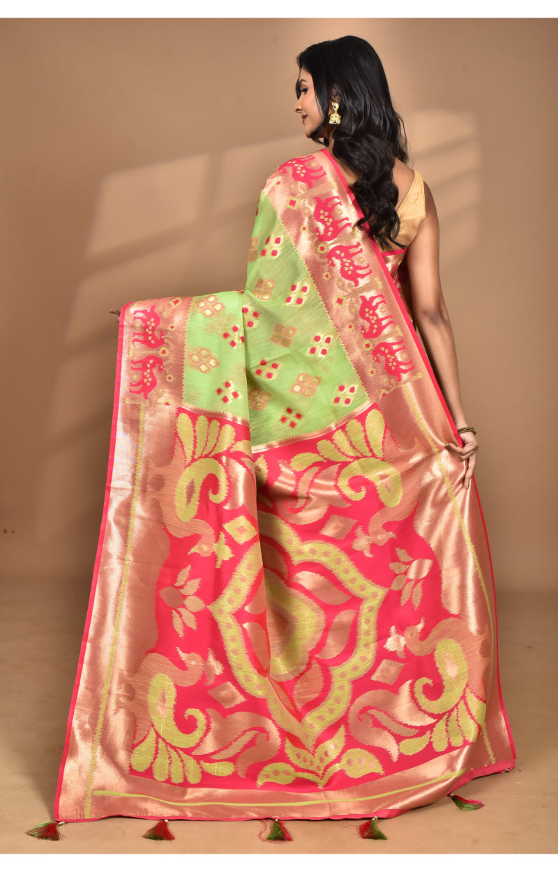 Morchari Women Desgin Two Dai Linen Saree-Multi | Grocsy