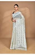 Morchari Pure Cotton Dhakai Jamdani Handloom Saree-Grey | Grocsy