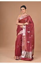 Morchari Heavy Chanderi Silk Saree-Maroon | Grocsy