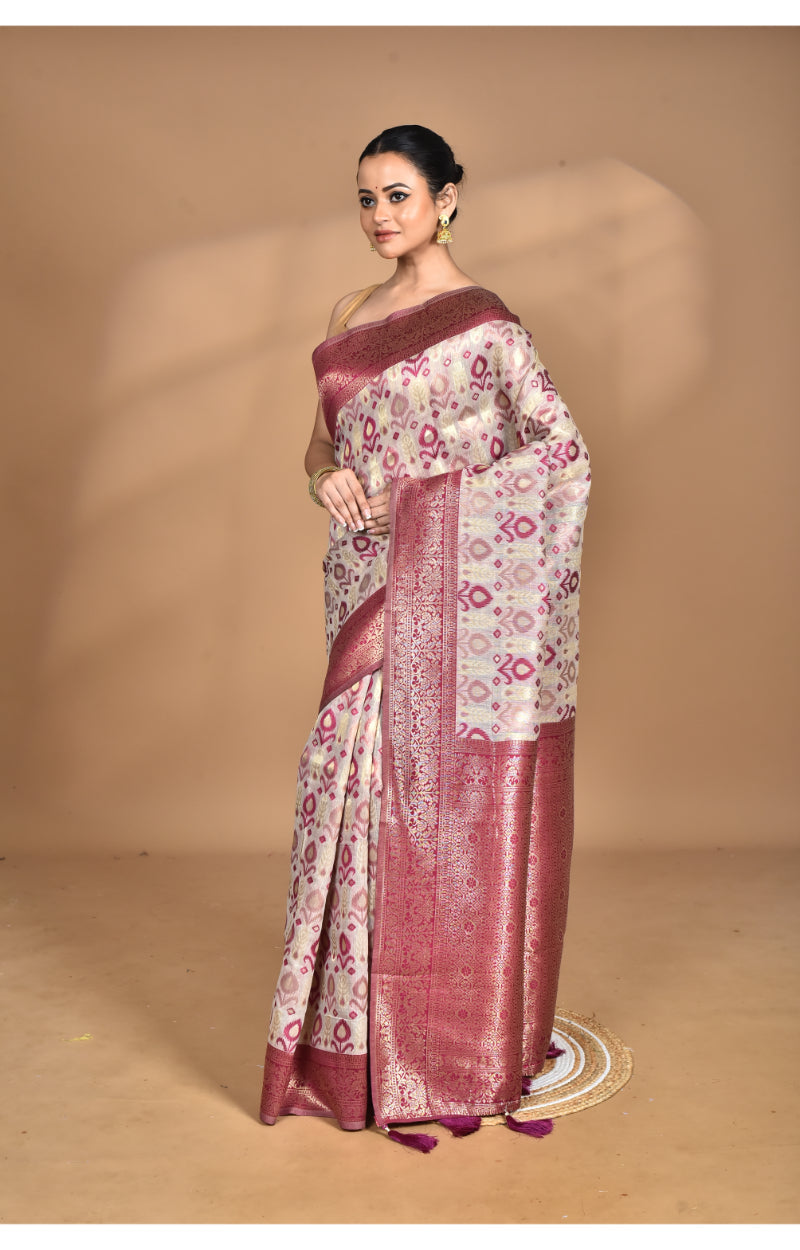 Morchari Women Desgin Chanderi Silk Saree-Cream | Grocsy