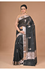 Morchari Heavy Chanderi Silk Saree-Black | Grocsy