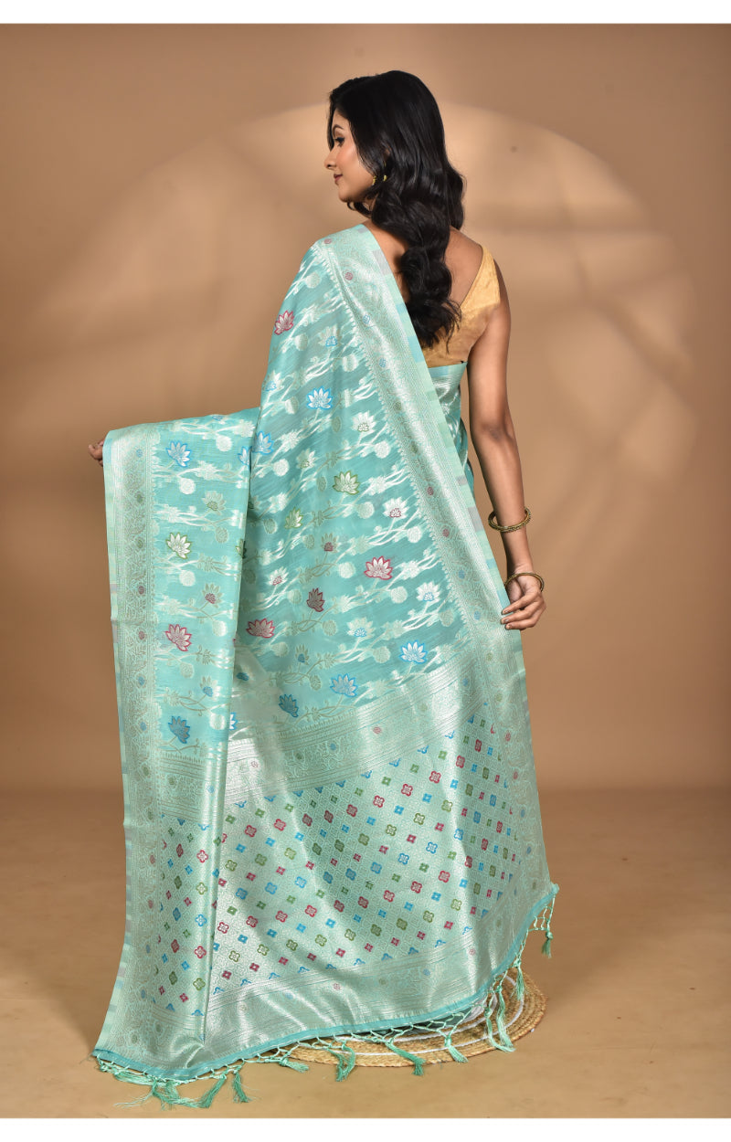 Morchari Women Desgin Chanderi Silk Saree-Green | Grocsy