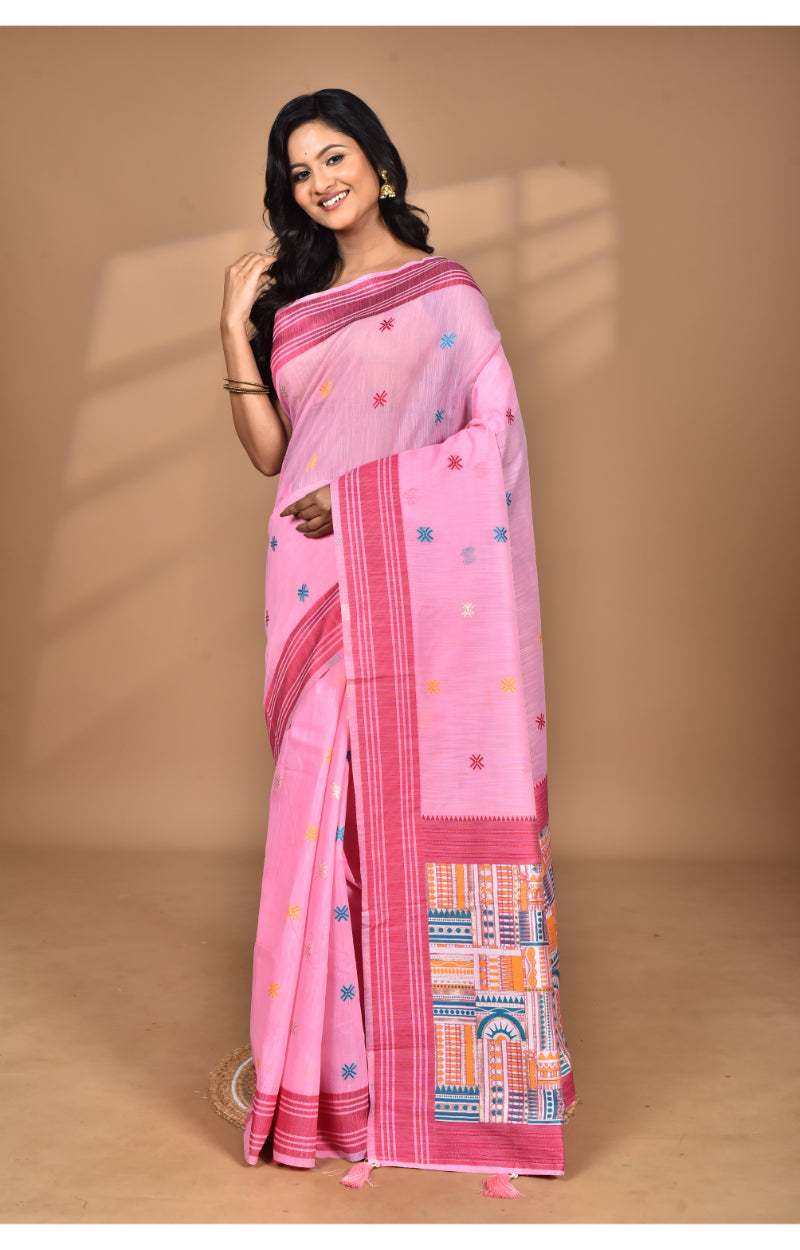 Morchari Women Desgin Chanderi Silk Saree-Pink | Grocsy