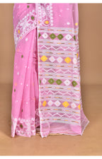 Morchari Pure Cotton Dhakai Jamdani Handloom Saree-Pink | Grocsy