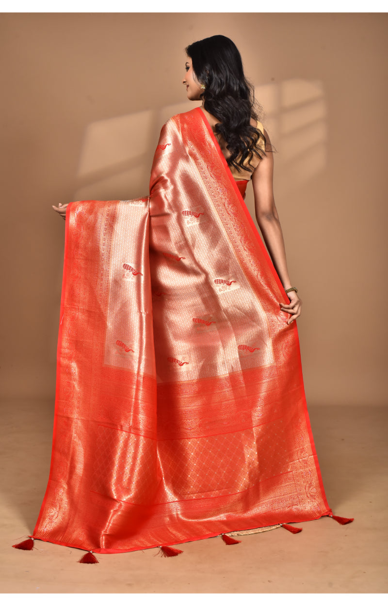 Morchari Women Desgin Banarasi Silk Saree-Red | Grocsy