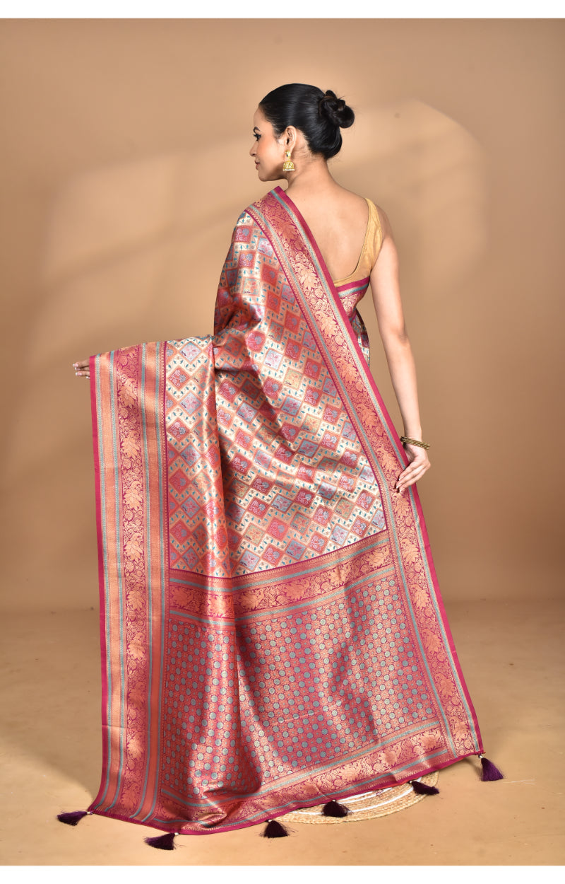 Morchari Rajputana Kanjiviram Silk Saree-Purple | Grocsy
