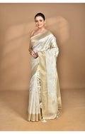 Morchari Jari Sami Silk Saree-Off White | Grocsy