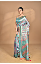 Morchari Rajputana Kanjiviram Silk Saree-Pink | Grocsy