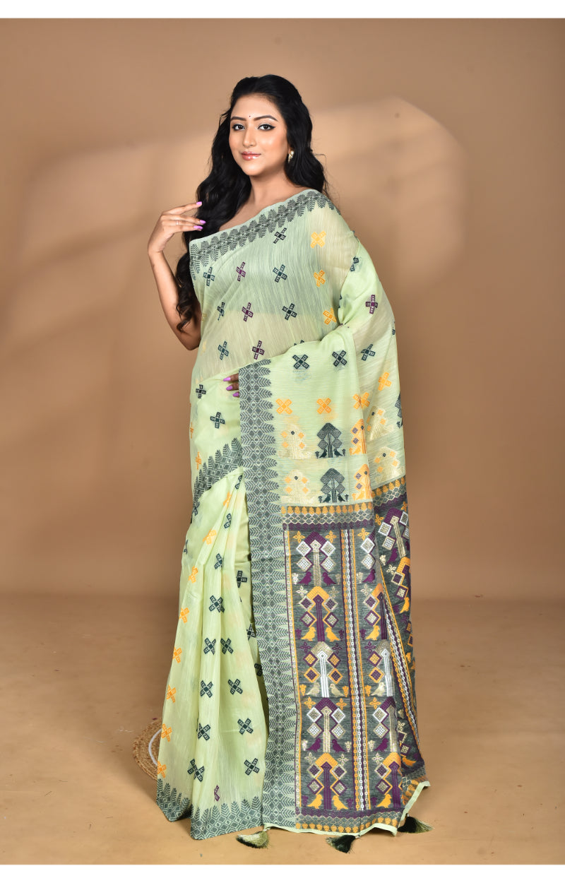 Morchari Women Desgin Chanderi Silk Saree-Green | Grocsy