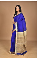 Morchari Pure Cotton Dhakai Jamdani Handloom Saree-Blue | Grocsy
