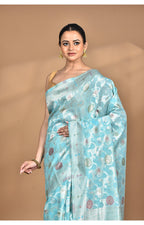 Morchari Women Desgin Chanderi Silk Saree-Blue | Grocsy