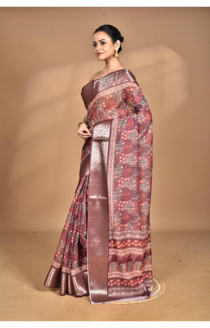 Morchari Chanderi Digital Print Saree-Multi | Grocsy