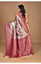 Morchari Ethnic Motifs Silk Blend Dharmavaram Saree-Purple | Grocsy