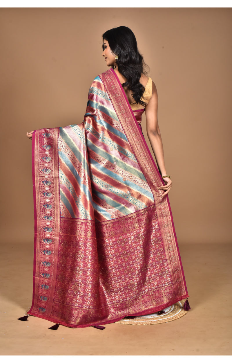 Morchari Ethnic Motifs Silk Blend Dharmavaram Saree-Purple | Grocsy