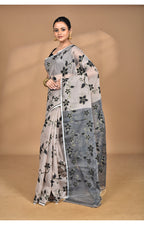 Morchari Pure Cotton Dhakai Jamdani Handloom Saree-Beige | Grocsy