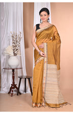 Morchari Pure Cotton Dhakai Jamdani Handloom Saree-Golden | Grocsy