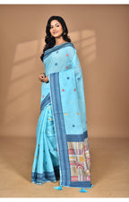 Morchari Women Desgin Chanderi Silk Saree-Blue | Grocsy