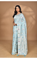 Morchari Women Desgin Chanderi Silk Saree-Blue | Grocsy