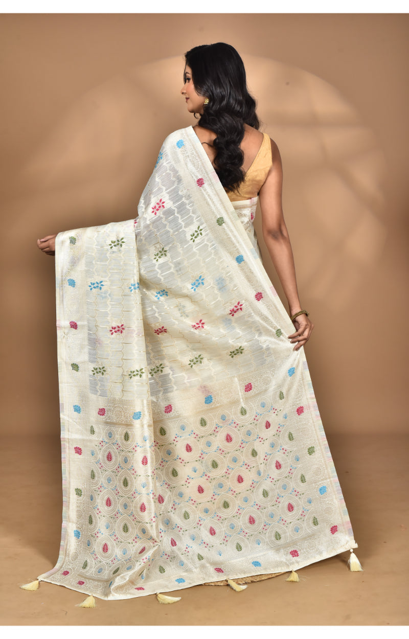Morchari Women Desgin Chanderi Silk Saree-Cream | Grocsy