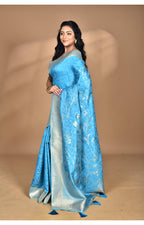 Morchari Jari Sami Silk Saree-Blue | Grocsy