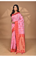 Morchari Women Desgin Kashmiri Silk Linen Saree-Pink | Grocsy