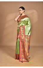 Morchari Women Desgin Banarasi Silk Saree-Green | Grocsy