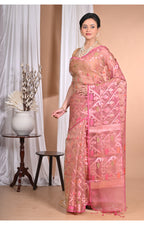 Morchari Heavy Jamdani Silk Orzanga Saree-Orange | Grocsy