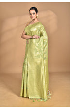 Morchari Banarasi Silk Chanderi Saree-Green | Grocsy